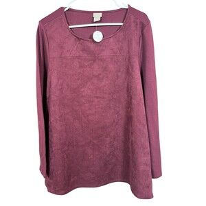 CHICO'S NWT $79 Knit Ponte Faux Suede Front Top Size 2 US 12‎ / 14  Large